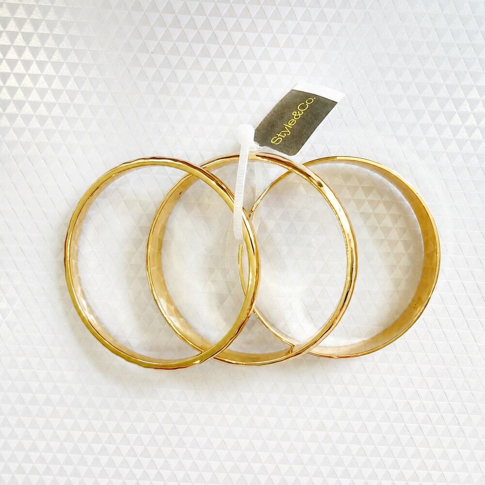 Style&Co. Gold-Tone 3-Piece Bangle Bracelet Set